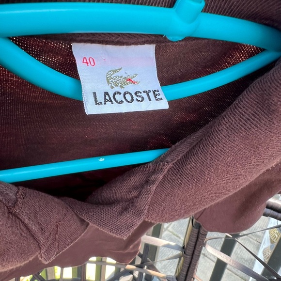 Lacoste Short Sleeve Two-Button Classic Fit Pique Polo Brown Sz 40. - Picture 3 of 5